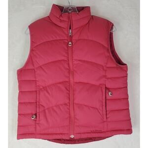 LL Bean Vest Women Medium Pink Red Goose Down Reversible Puffer Outdoors Hike
